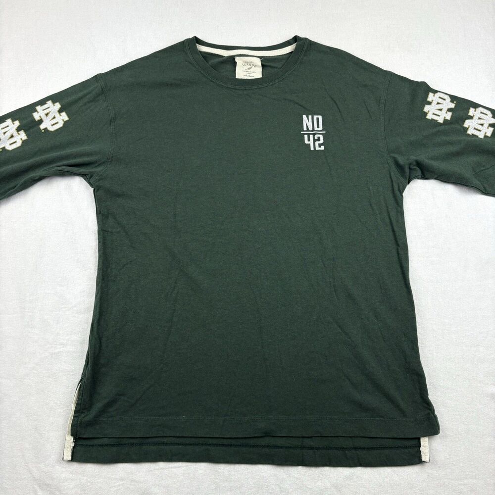 Notre Dame Fighting Irish Long Sleeve Shirt Mens M Green Sleeve Print League